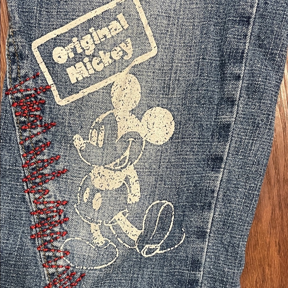Vintage Disney Mickey Blue Jeans with Red Stitching - Picture 5 of 9